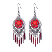 Long Alloy Crystal Earrings - Ethnic Style for Women