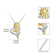 Sunflower Heart Pendant Necklace for Women