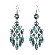 Long Alloy Crystal Earrings - Ethnic Style for Women