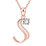 Personalized Rose Gold Rhinestone Letter Necklace for Women and Girls