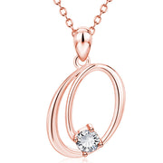 Personalized Rose Gold Rhinestone Letter Necklace for Women and Girls