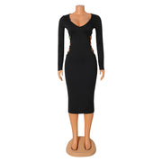 Sultry Chic: Hollow Out V-Neck Dress for Women's Timeless Elegance