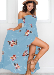 Boho Bliss: Long Dress for Women with Off-Shoulder Elegance - Perfect Beach Summer Dresses