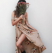 Boho Bliss: Long Dress for Women with Off-Shoulder Elegance - Perfect Beach Summer Dresses