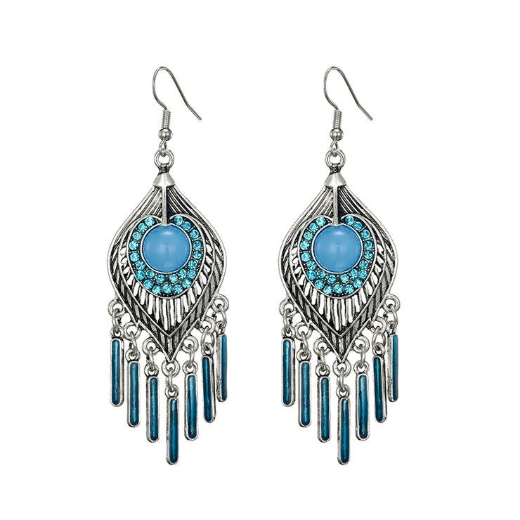 Long Alloy Crystal Earrings - Ethnic Style for Women