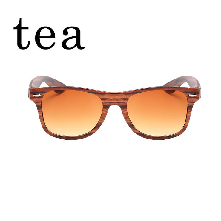 Square Frame Retro Wood Grain Sunglasses