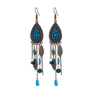 Long Alloy Crystal Earrings - Ethnic Style for Women