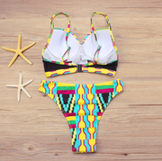 Multi Pattern High Waist Bikini Set