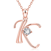 Personalized Rose Gold Rhinestone Letter Necklace for Women and Girls