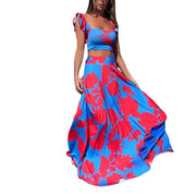 Fashion Printed Off-shoulder Digital Printed Dress