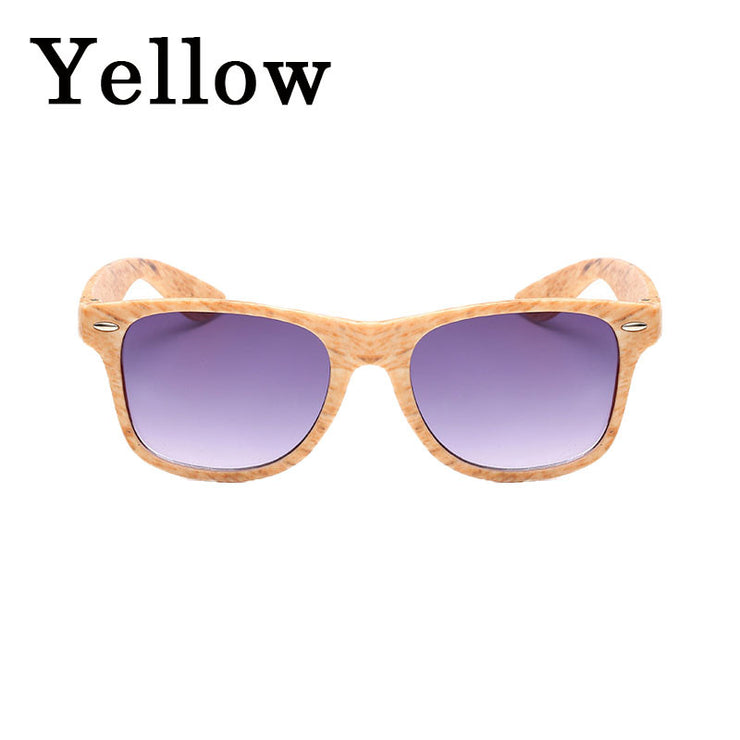 Square Frame Retro Wood Grain Sunglasses