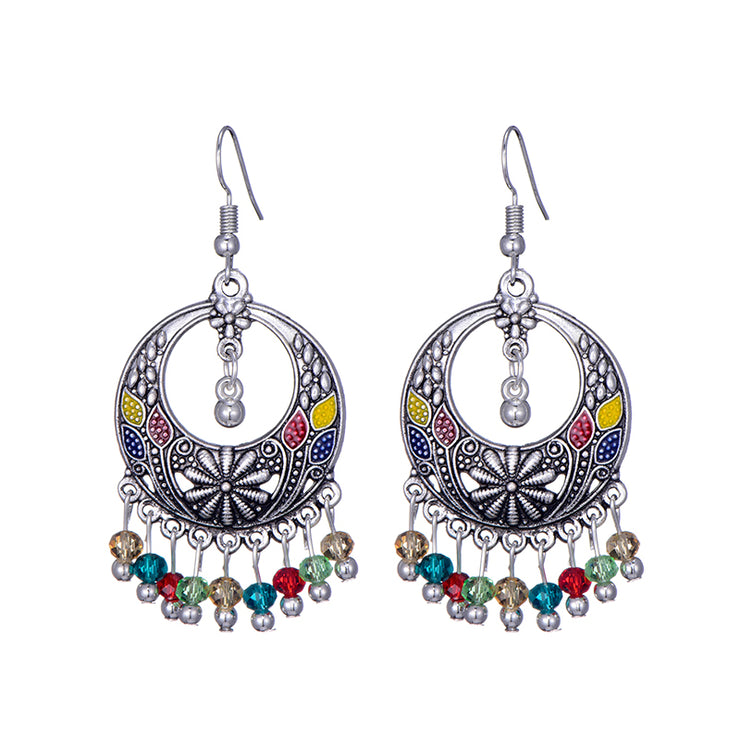 Long Alloy Crystal Earrings - Ethnic Style for Women