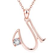 Personalized Rose Gold Rhinestone Letter Necklace for Women and Girls