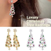 Christmas Sparkle: Colorful Zircon Tree Earrings