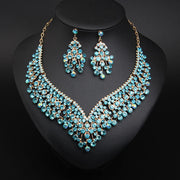 Artistic Crystal Collarbone Necklace and Earring Set