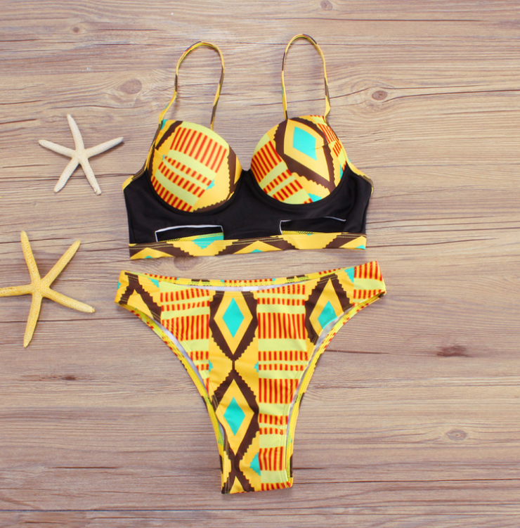 Multi Pattern High Waist Bikini Set