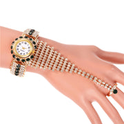 Trendy Ladies Full Diamond Claw Chain Ring Set Watch Fashion Ladies Watch