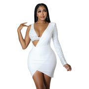 Glamour Redefined: Women's Fashion Tight Rhinestone One-Shoulder Dress