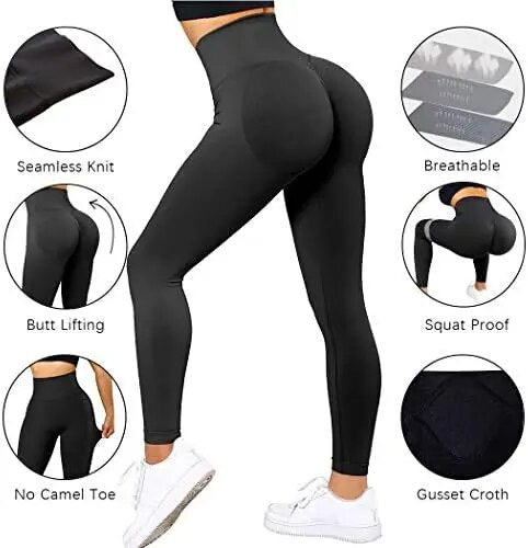 Ultimate Comfort: Seamless Knitted Fitness GYM Pants with Women's High Waist and Hips