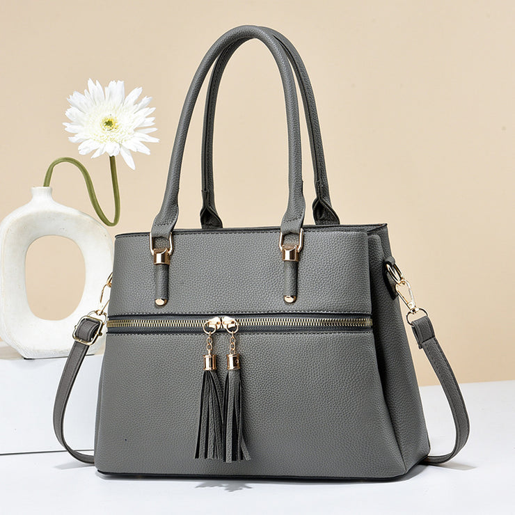 Chic & Practical: Large Capacity Soft Leather Tassel Shoulder Bag - Versatile Style for Every Occasion