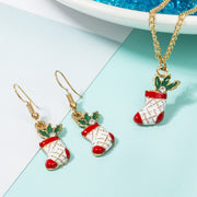 Festive Christmas Boots Necklace and Earrings Set