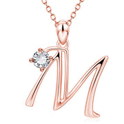 Personalized Rose Gold Rhinestone Letter Necklace for Women and Girls