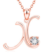 Personalized Rose Gold Rhinestone Letter Necklace for Women and Girls