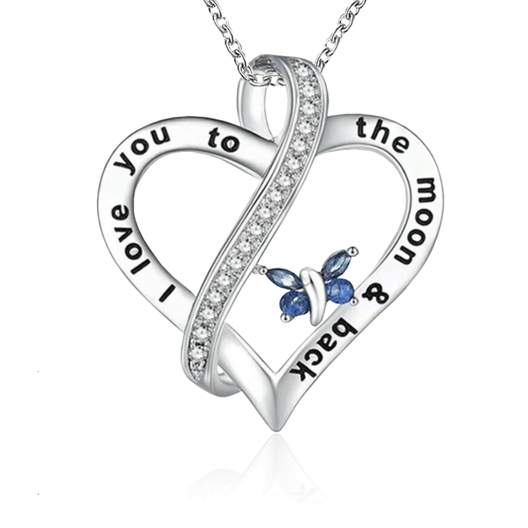 Personalized Crystal Butterfly Pendant Necklace for Women with Letter Lettering