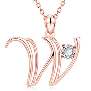 Personalized Rose Gold Rhinestone Letter Necklace for Women and Girls