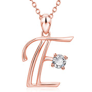 Personalized Rose Gold Rhinestone Letter Necklace for Women and Girls