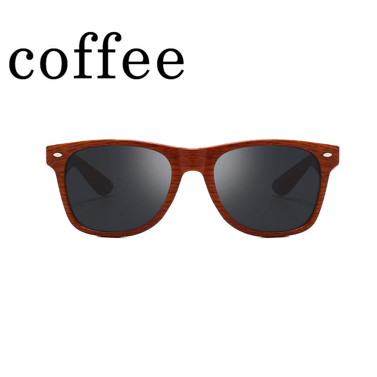 Square Frame Retro Wood Grain Sunglasses