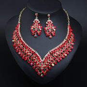 Artistic Crystal Collarbone Necklace and Earring Set