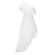 Timeless Glamour: European and American Oblique Shoulder Ruffles Dress for Unforgettable Ballroom Elegance