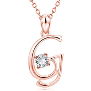 Personalized Rose Gold Rhinestone Letter Necklace for Women and Girls