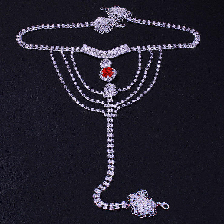 ✨ Round Ruby Bikini Body Chain with Rhinestone Panty Chain ✨