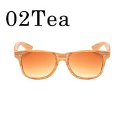 Square Frame Retro Wood Grain Sunglasses