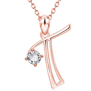 Personalized Rose Gold Rhinestone Letter Necklace for Women and Girls