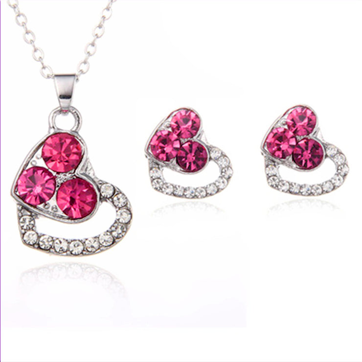 Colorful Gem Earrings and Necklace Set for Women