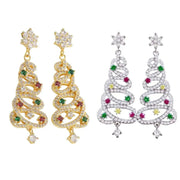 Christmas Sparkle: Colorful Zircon Tree Earrings