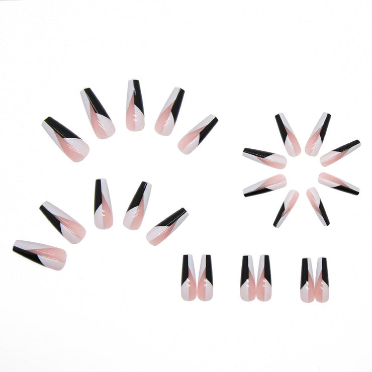 Elegance in Every Detail: Long Ballet Fake Nails with Nail Stickers for Expressive Glam