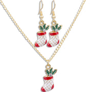 Festive Christmas Boots Necklace and Earrings Set