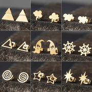 Korean Minimalist Golden Triangle Stud Earrings - Stainless Steel