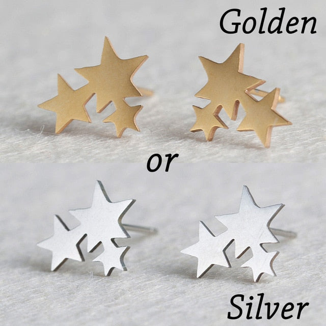 Korean Minimalist Golden Triangle Stud Earrings - Stainless Steel