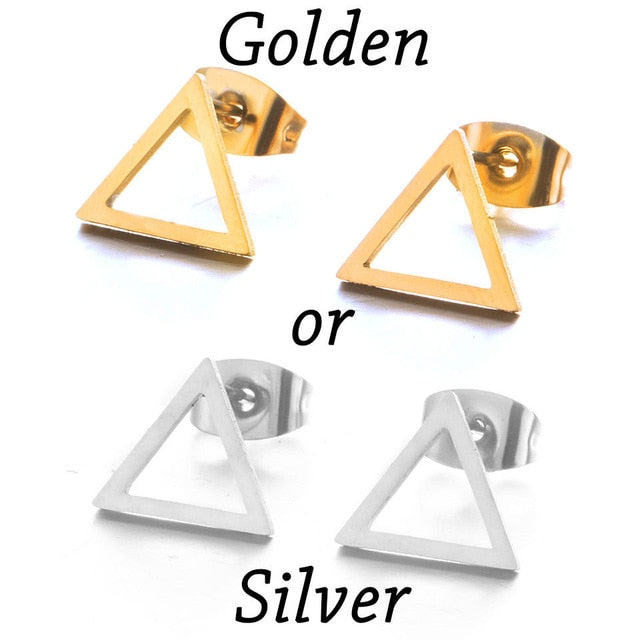 Korean Minimalist Golden Triangle Stud Earrings - Stainless Steel