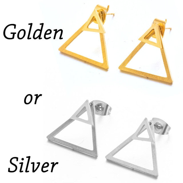 Korean Minimalist Golden Triangle Stud Earrings - Stainless Steel