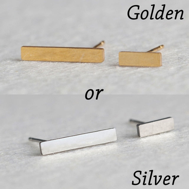 Korean Minimalist Golden Triangle Stud Earrings - Stainless Steel