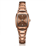 Radiant Rose Gold Brilliance: Women's Luxury Bracelet Watch with Rhinestone Ellipse Detailing