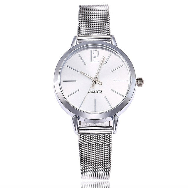 Sophisticated Timekeeping: Quartz Stainless Steel Band Marble Strap Watch