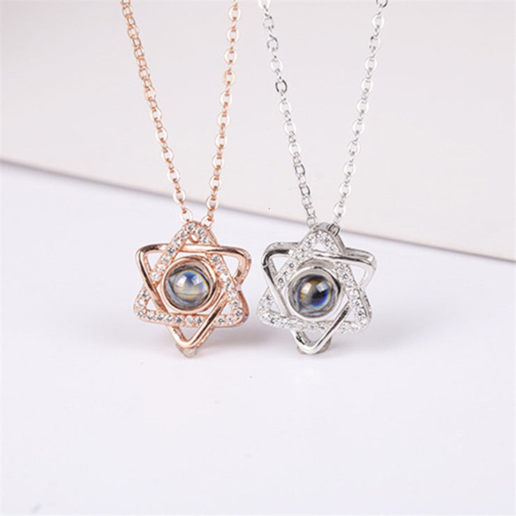 Arrival Rose Gold Color 100 Languages I Love you Projection Pendant Necklace