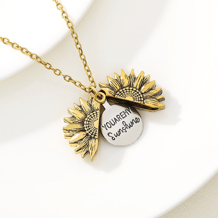 Sunflower Stainless Steel Open Locket Necklaces - Positivity and Radiance